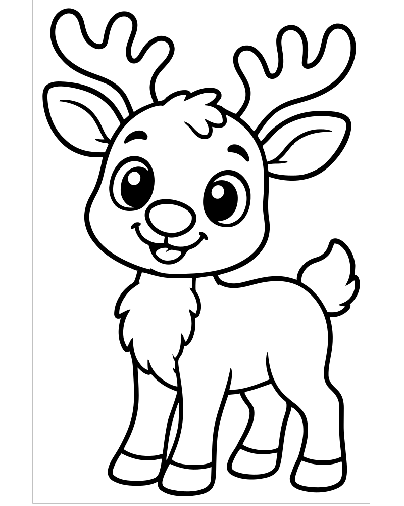 Reindeer with Antlers picture to color — Reindeer coloring page for kids
