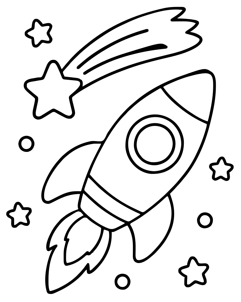 Rocket and Comet — free printable Rocket coloring page for kids
