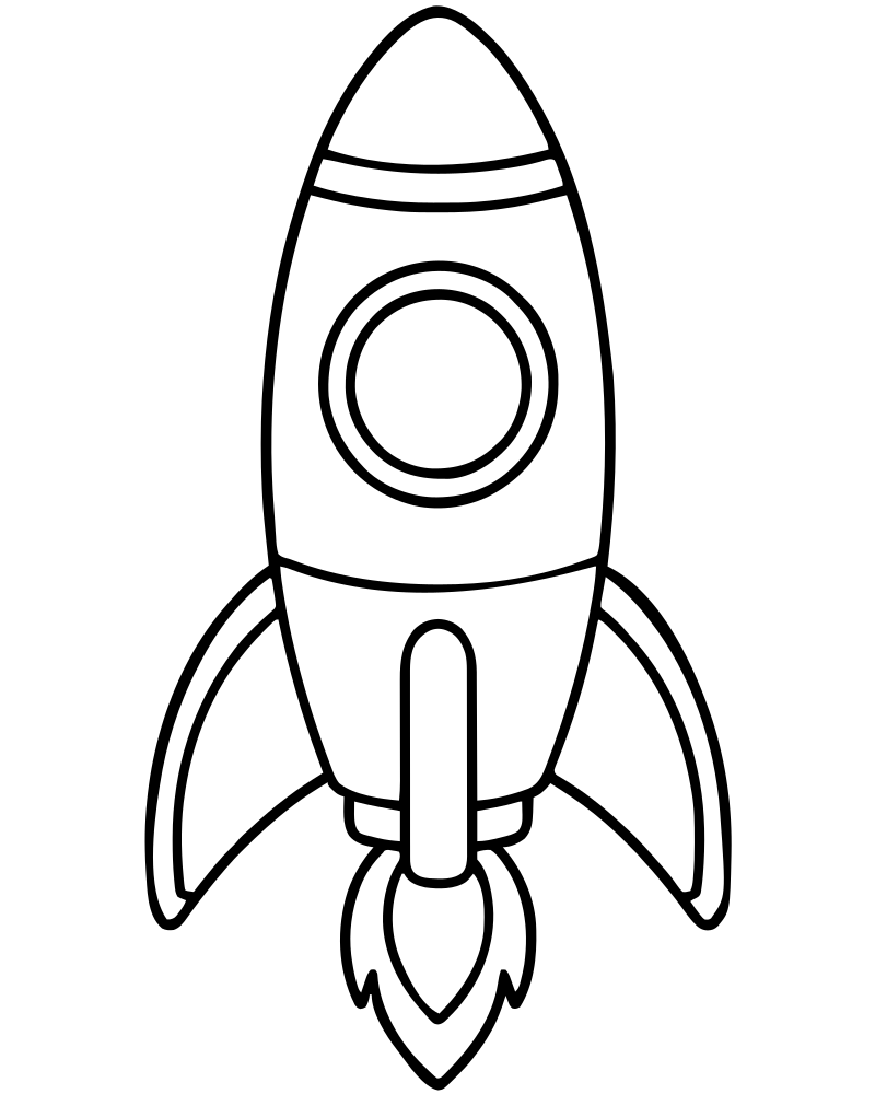 Printable rocket blueprint line art — Rocket coloring page