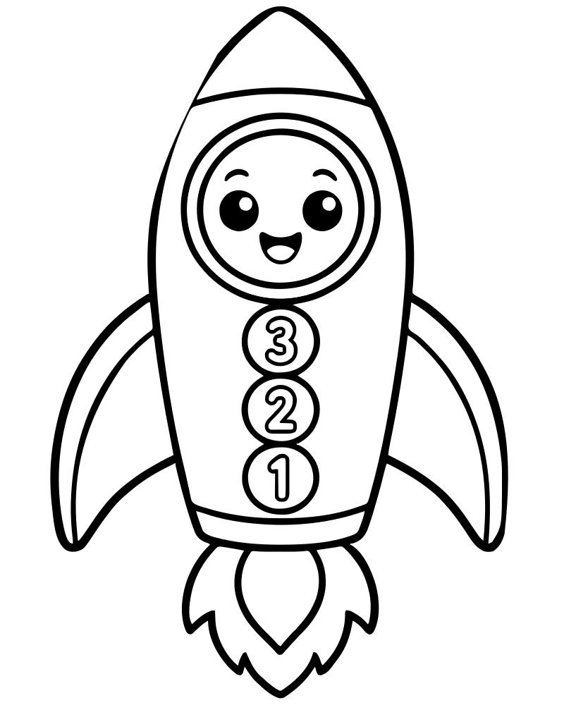Rocket Coloring Countdown — Rocket coloring page to print for children