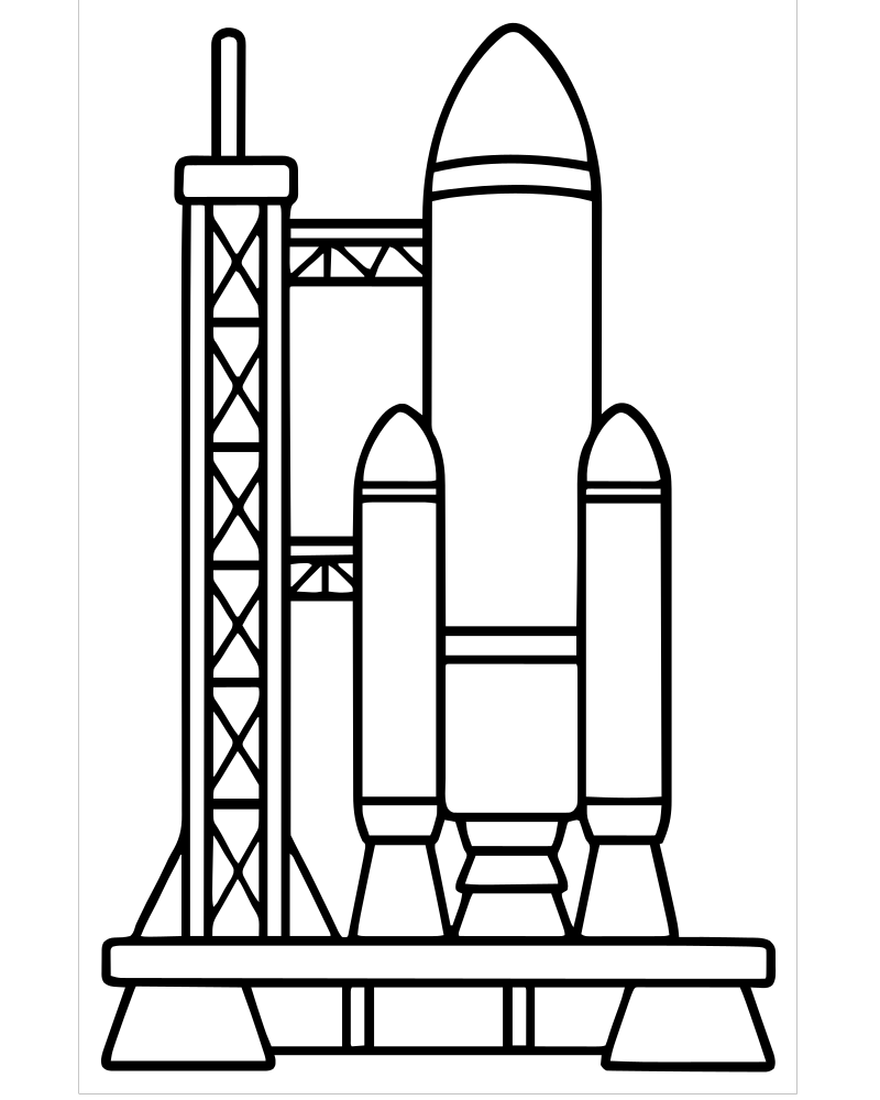 Rocket on the Launch Pad — printable Rocket coloring sheet for preschoolers