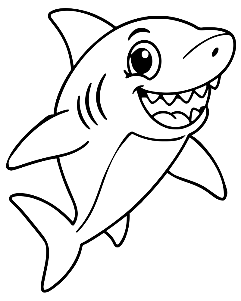 Blue Shark — Shark coloring page to print for children