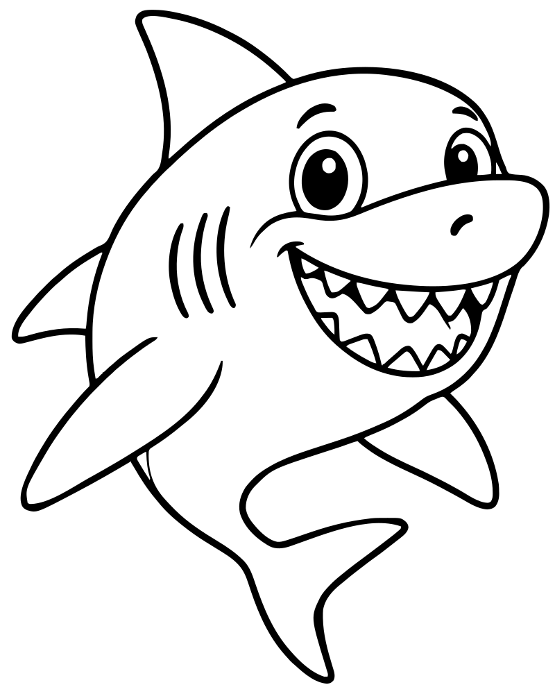 Great White Shark picture to color — Shark coloring page for kids