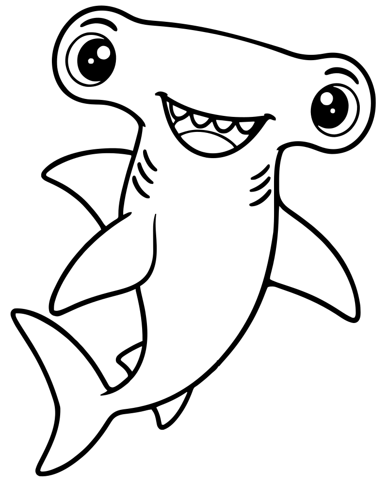 Hammerhead Shark — Shark coloring page to print for children