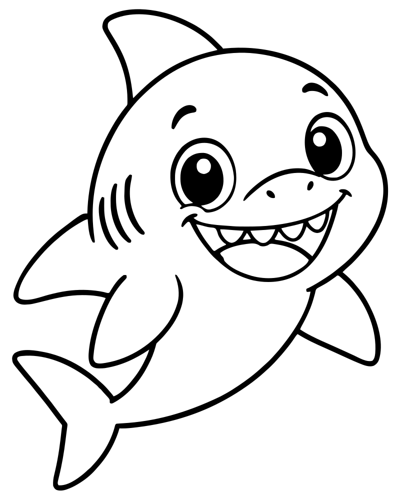 Little Shark — printable Shark coloring sheet for preschoolers