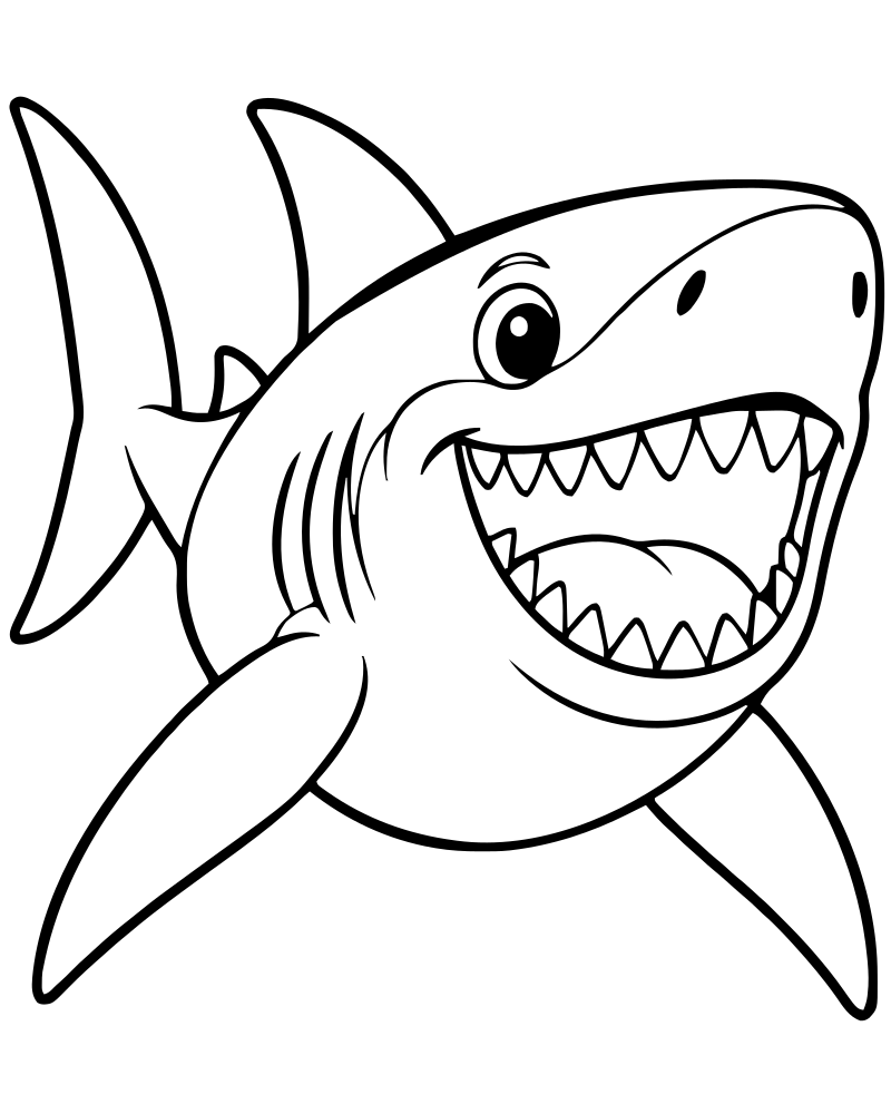 Megalodon Giant Shark picture to color — Shark coloring page for kids