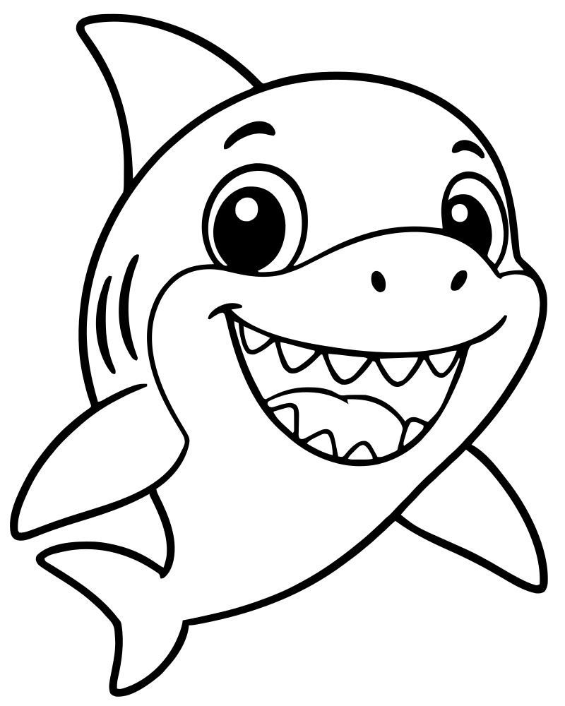 Printable shark close-up line art — Shark coloring page