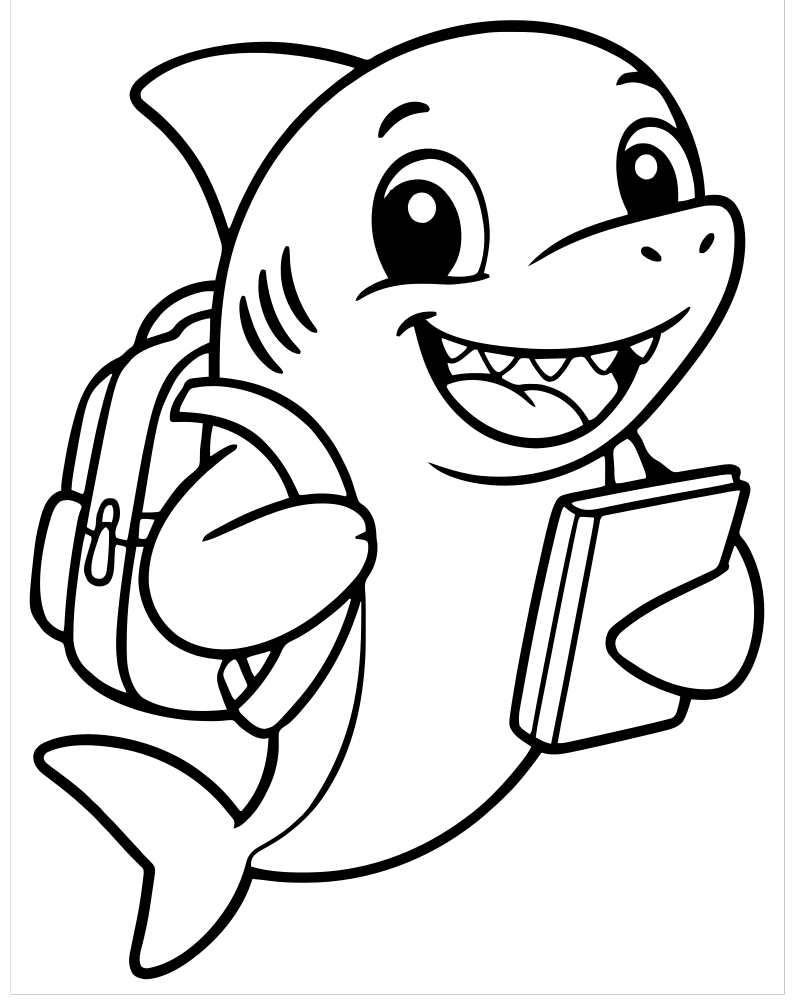 Shark School — Shark coloring page to print for children