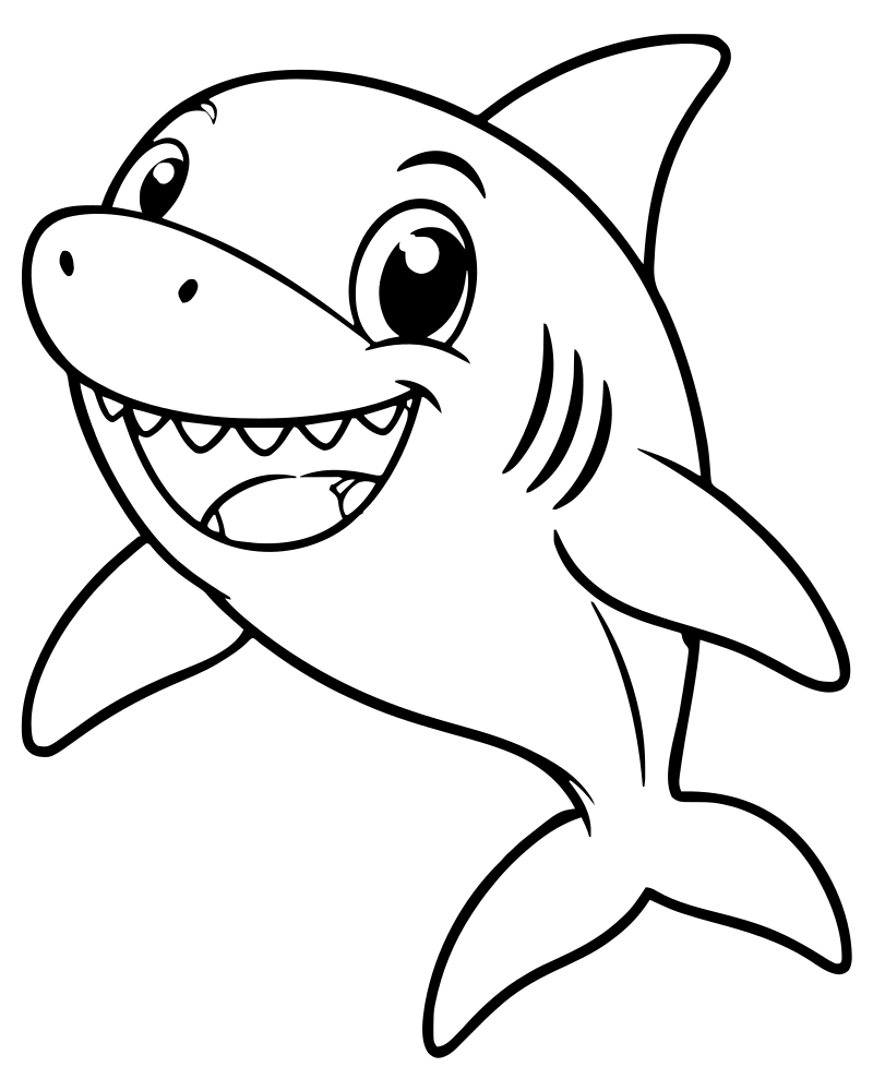 Shark Swimming — printable Shark coloring sheet for preschoolers