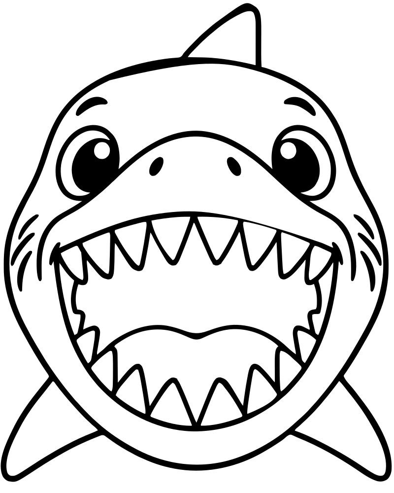 Shark Teeth Close-Up — printable Shark coloring sheet for preschoolers