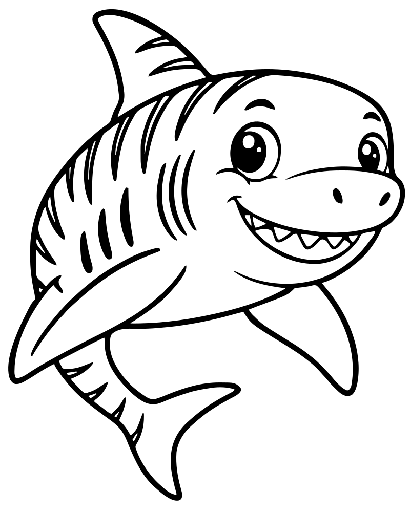 Tiger Shark — free printable Shark coloring page for kids