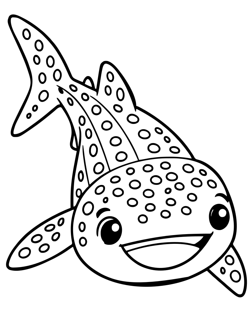 Printable whale shark line art — Shark coloring page