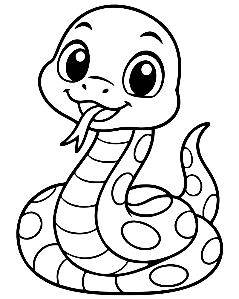 Chibi Snake — Snake coloring page to print for children