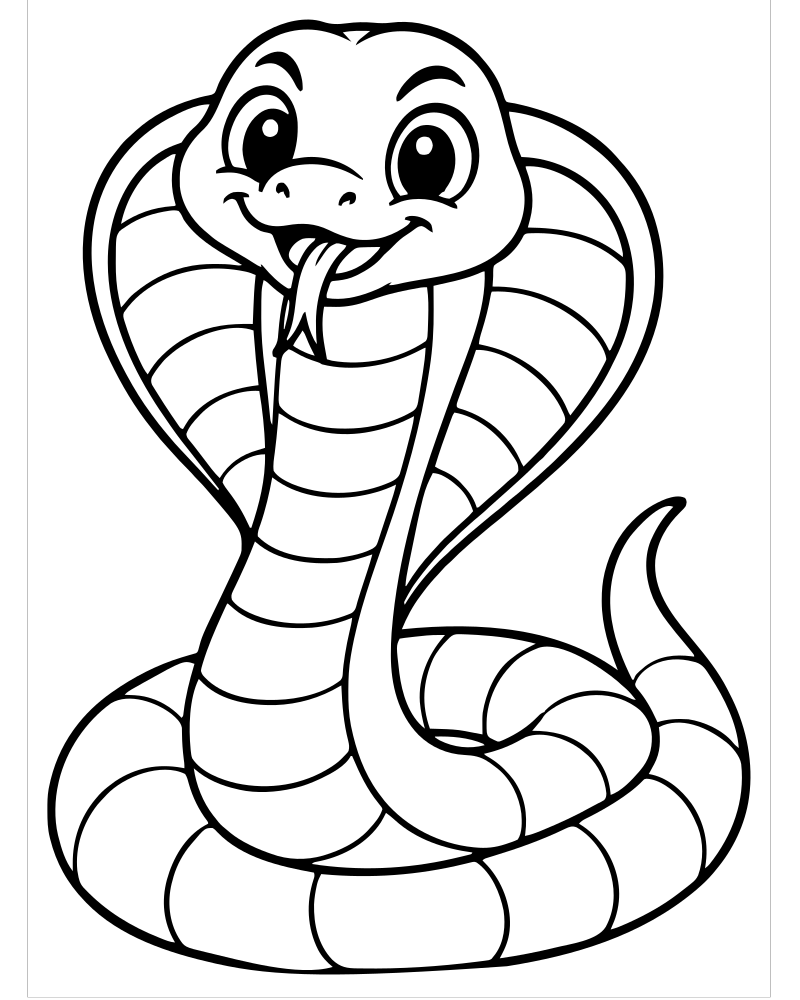 Cobra Snake — Snake coloring page to print for children