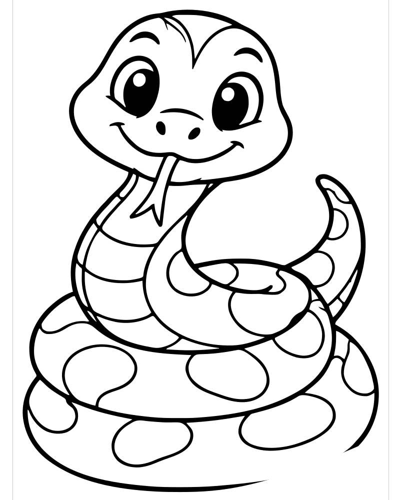 Coiled Snake — Snake coloring page to print for children