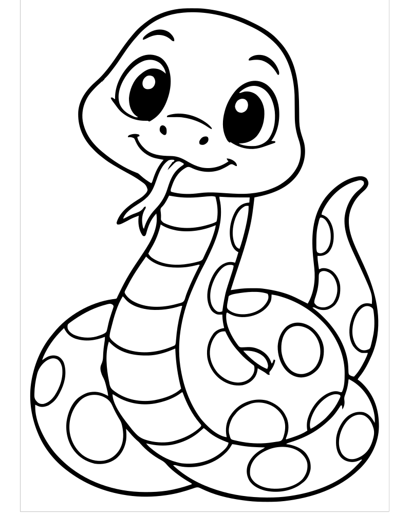 Cute Cartoon Snake — printable Snake coloring sheet for preschoolers