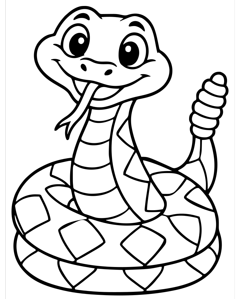 Printable rattlesnake line art — Snake coloring page