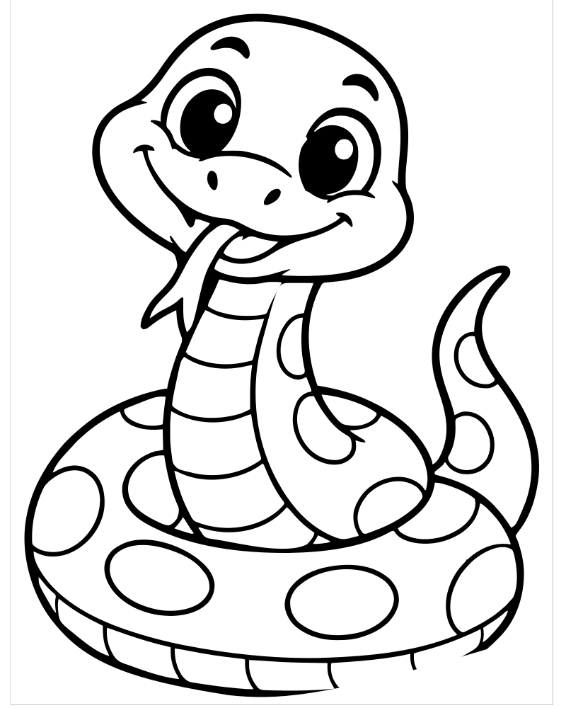 Smiling Snake picture to color — Snake coloring page for kids