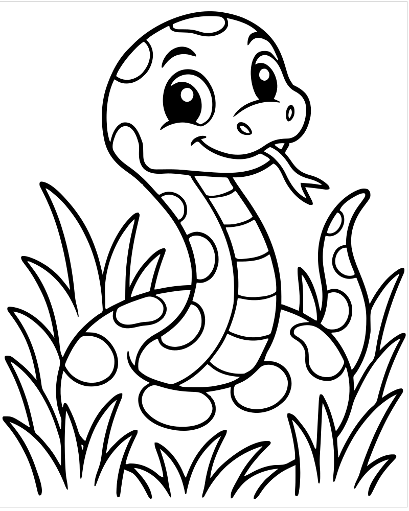 Snake in the Grass picture to color — Snake coloring page for kids