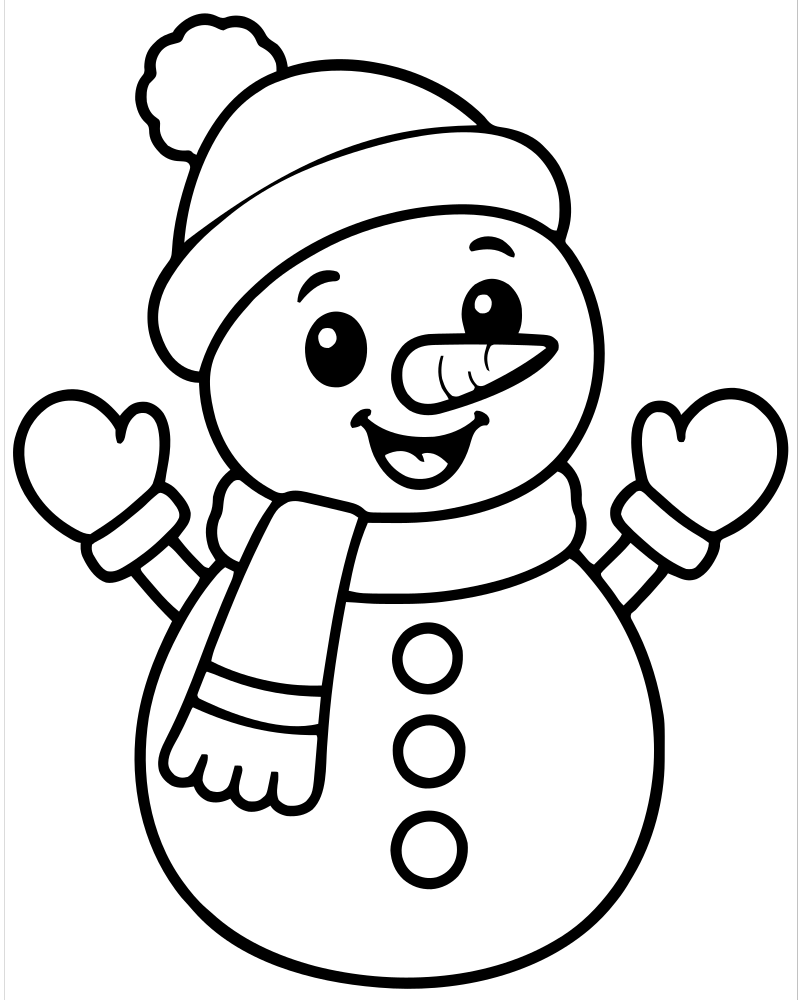 Snowman Border Frame picture to color — Snowman coloring page for kids
