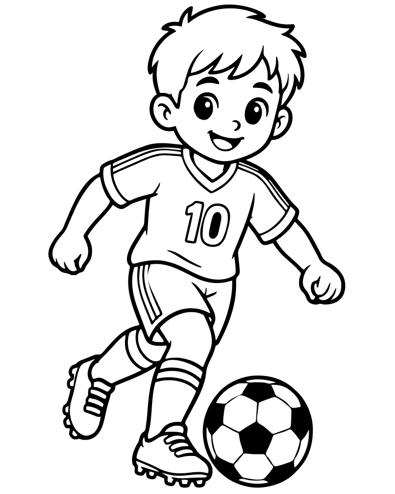 Boy Soccer Player — free printable Soccer coloring page for kids