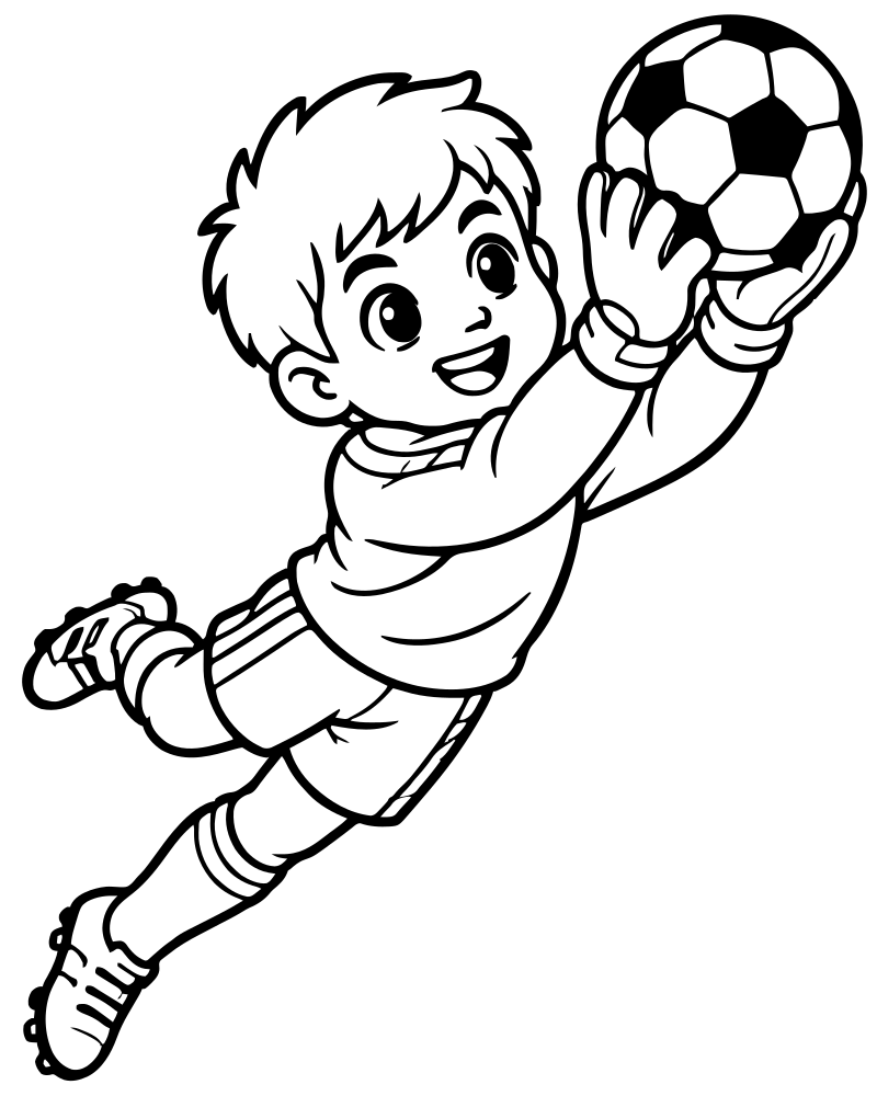 Goalkeeper Dive picture to color — Soccer coloring page for kids
