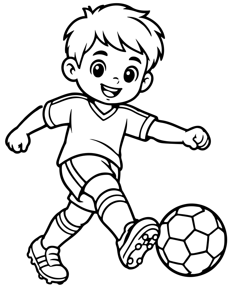 Soccer Player Kicking — printable Soccer coloring sheet for preschoolers