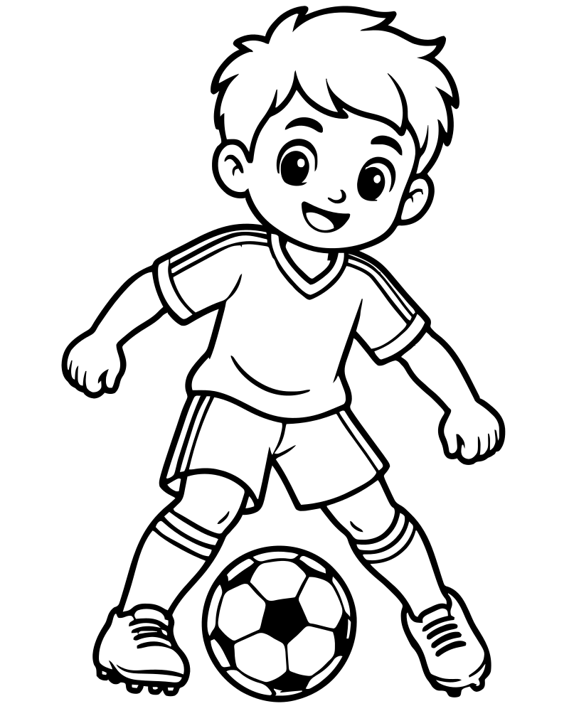 Printable soccer team line art — Soccer coloring page
