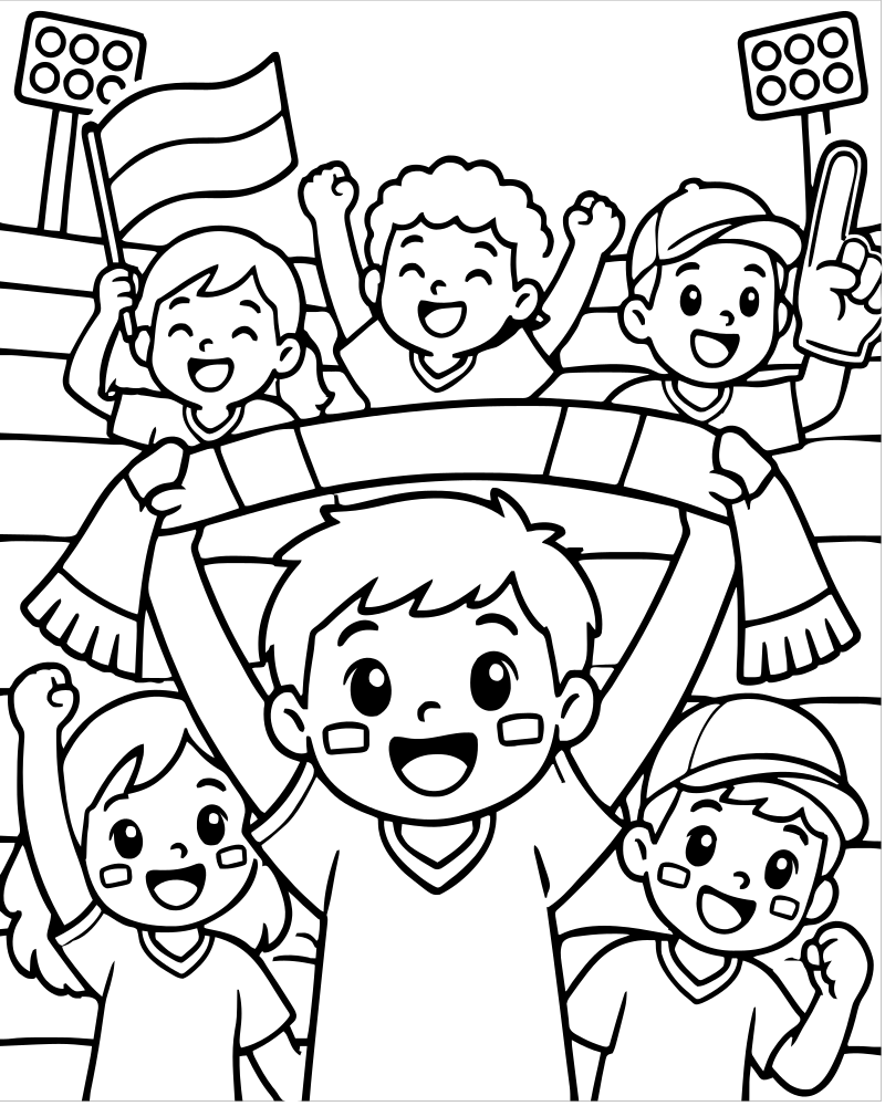 Stadium Crowd — Soccer coloring page to print for children