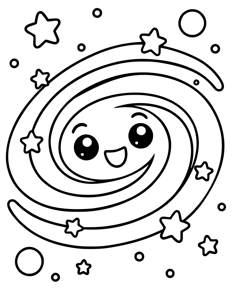 Galaxy Swirl picture to color — Space coloring page for kids