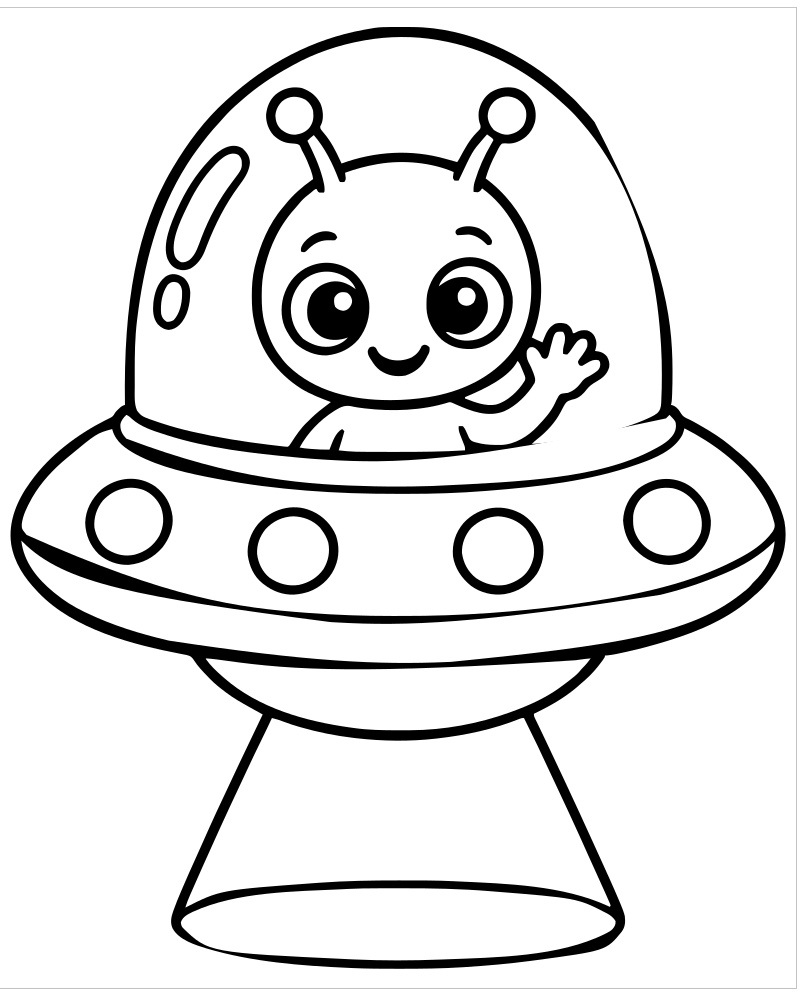 UFO picture to color — Space coloring page for kids