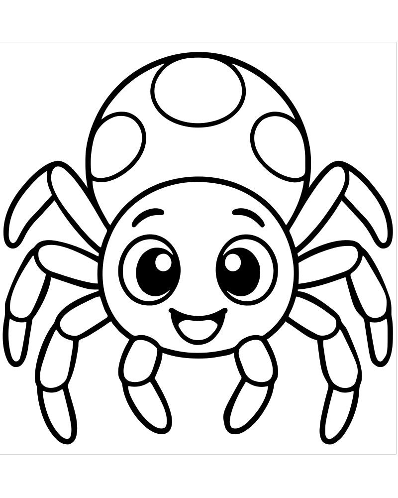 Cute Cartoon Spider picture to color — Spider coloring page for kids