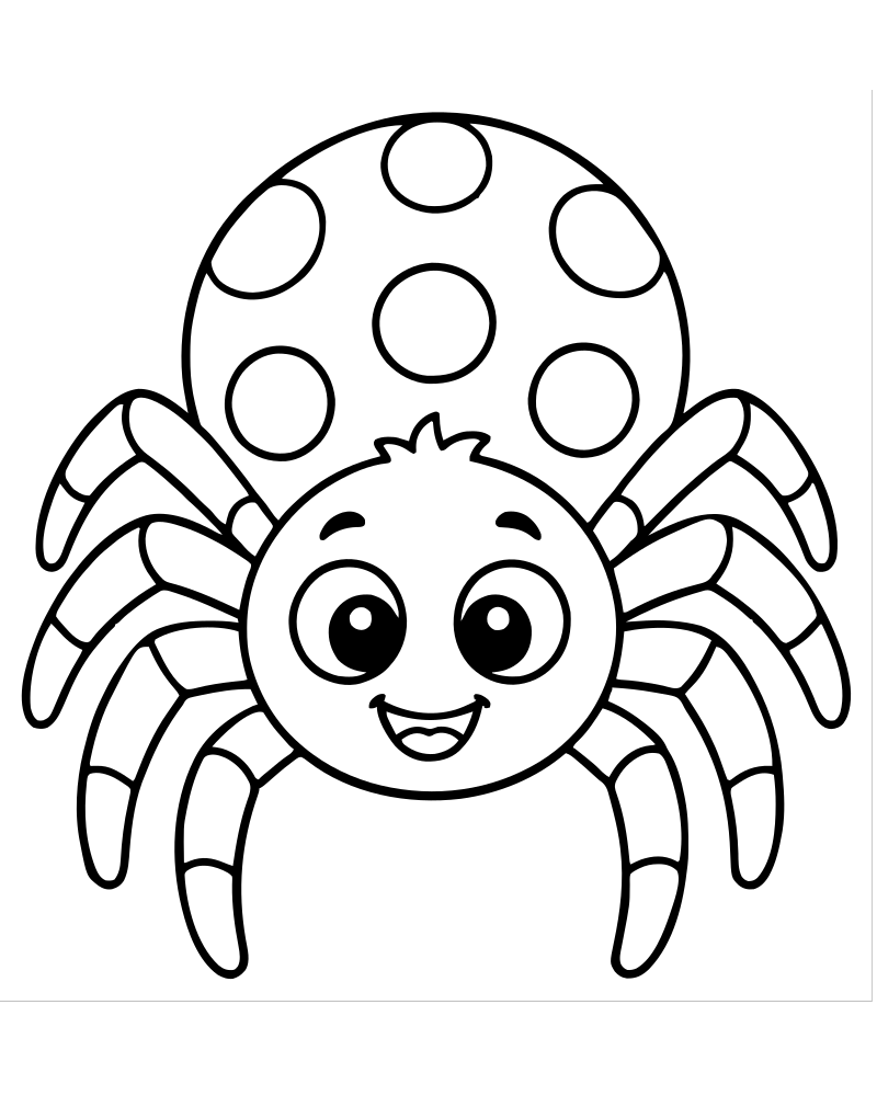 Smiling Spider — Spider coloring page to print for children
