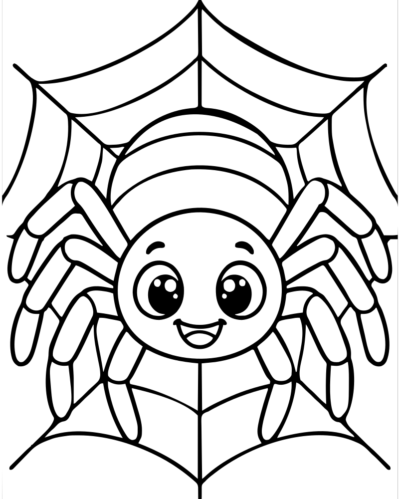Spider and Web — printable Spider coloring sheet for preschoolers