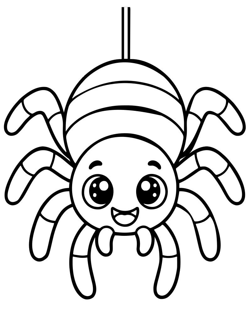 Spider Descending — free printable Spider coloring page for kids