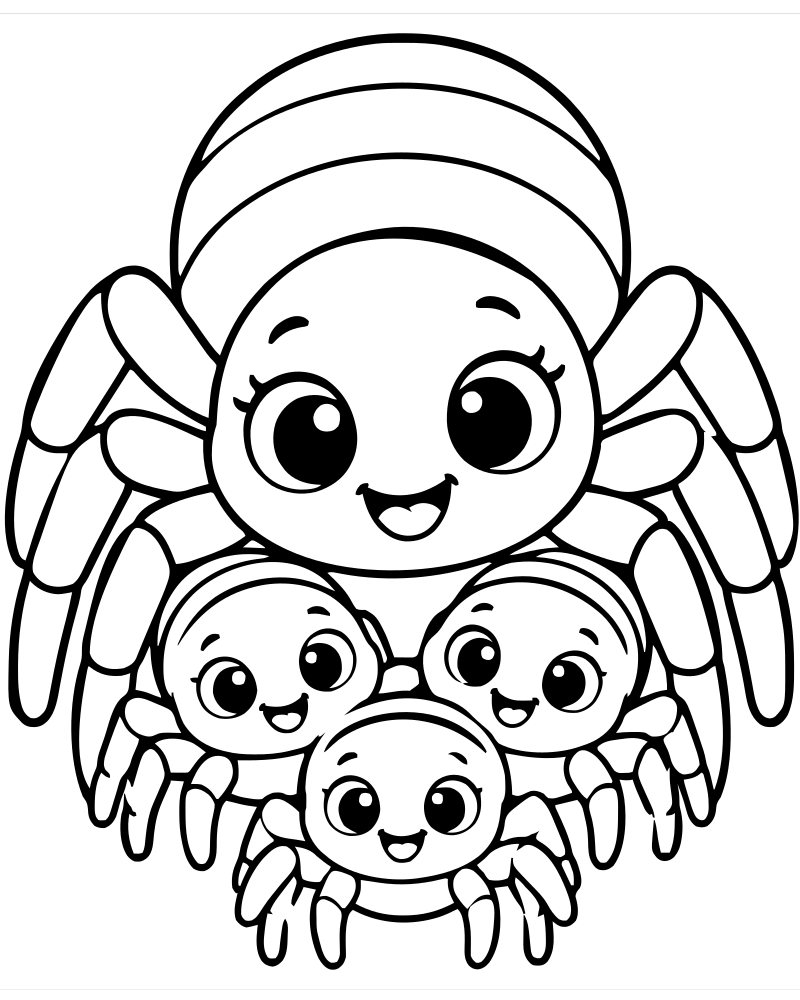 Spider Family picture to color — Spider coloring page for kids