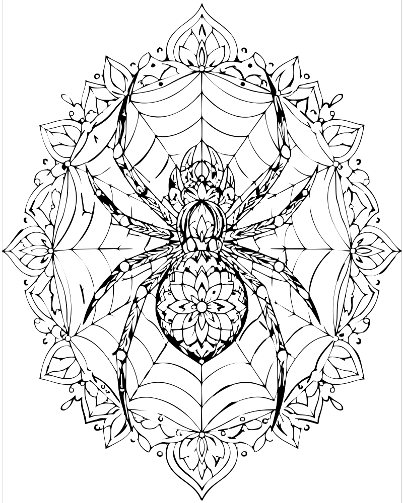 Spider Mandala — free printable Spider coloring page for kids