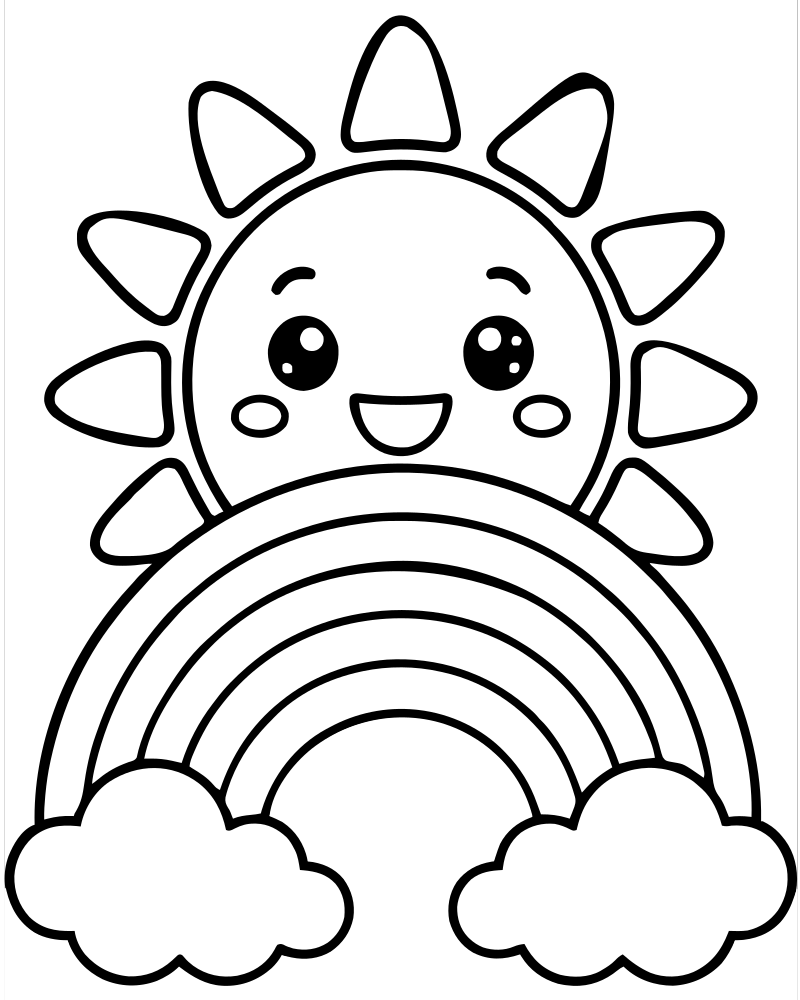 Sunset Color Bands picture to color — Sunset coloring page for kids