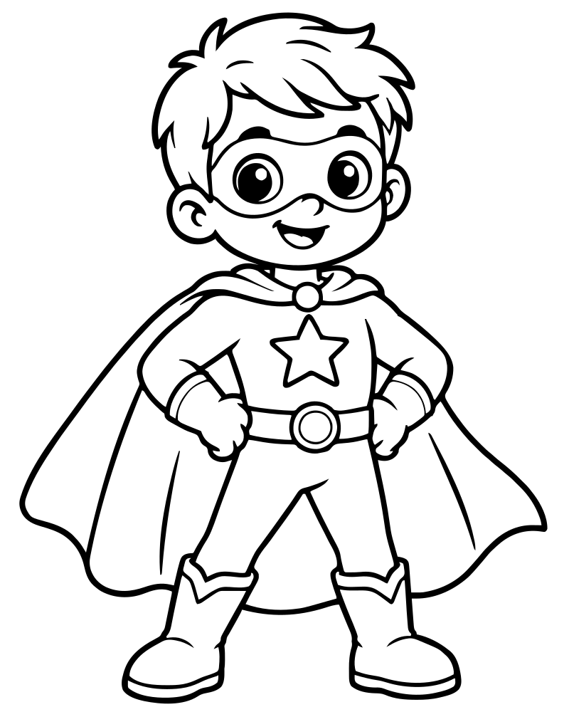 Kid Superhero picture to color — Superhero coloring page for kids