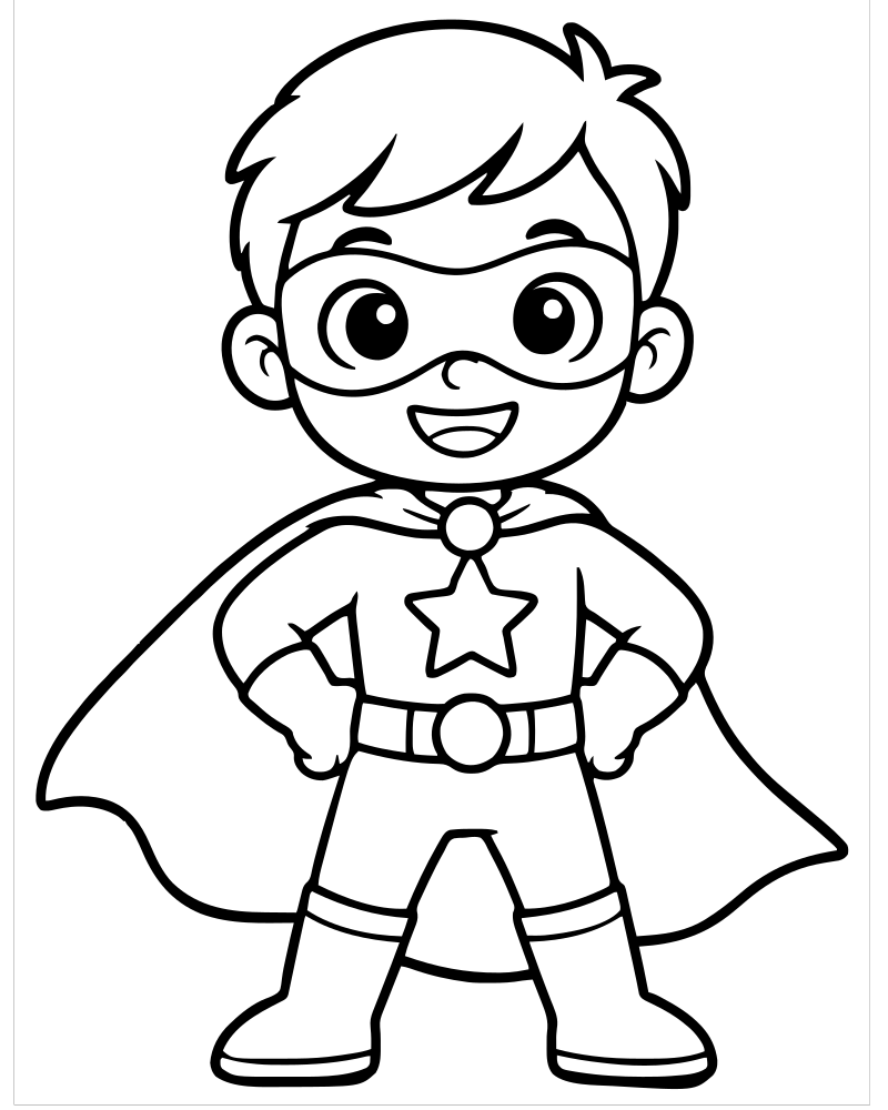 Simple Superhero for Toddlers — free printable Superhero coloring page for kids