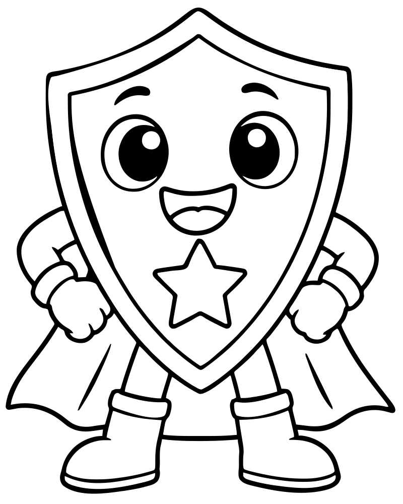 Printable super shield line art — Superhero coloring page