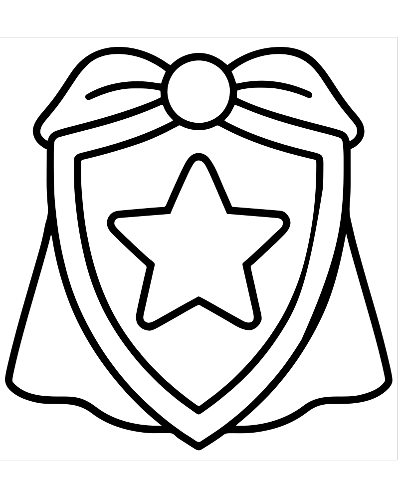 Printable superhero badge line art — Superhero coloring page
