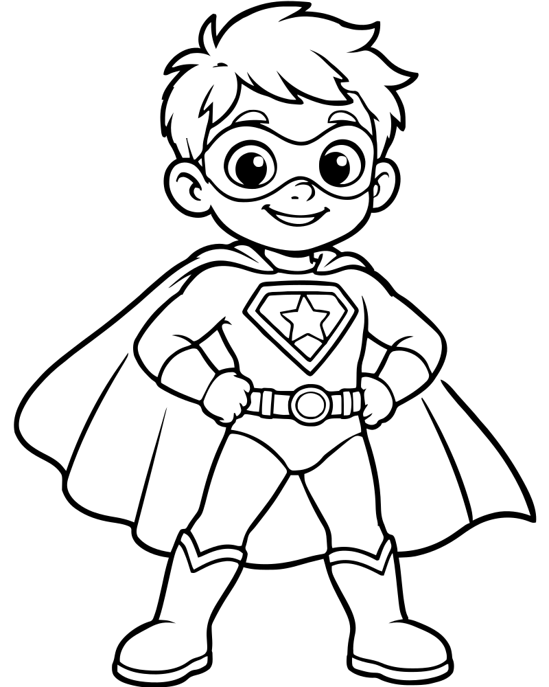 Superhero Boy picture to color — Superhero coloring page for kids