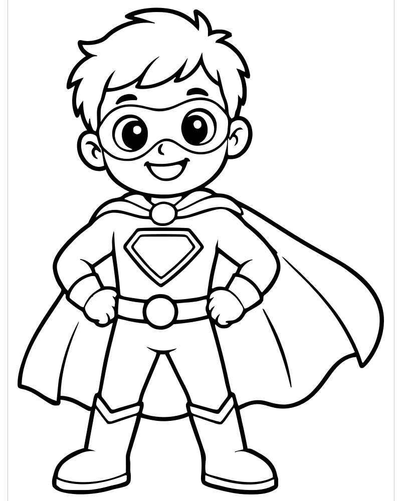 Superhero Cape — printable Superhero coloring sheet for preschoolers