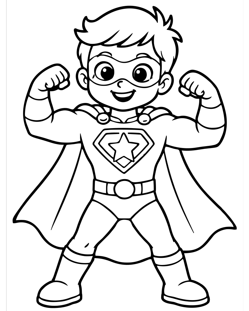 Superhero Strength picture to color — Superhero coloring page for kids