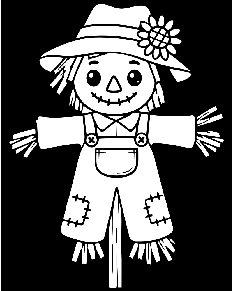 Fall Scarecrow picture to color — Thanksgiving coloring page for kids