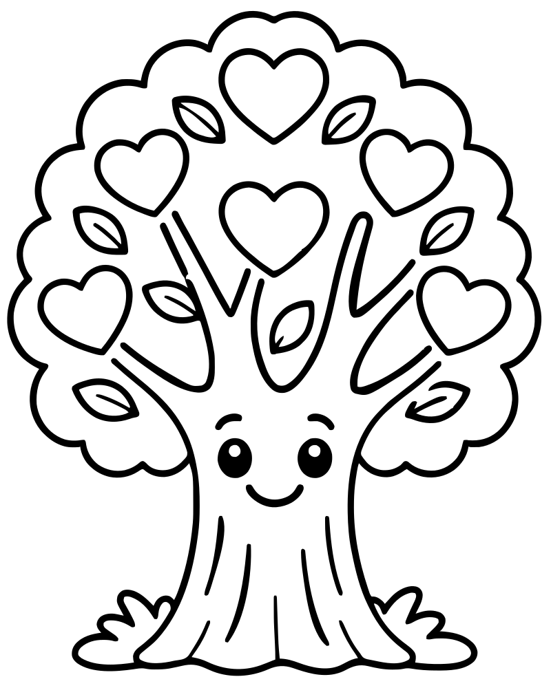 Thankful Tree — free printable Thanksgiving coloring page for kids