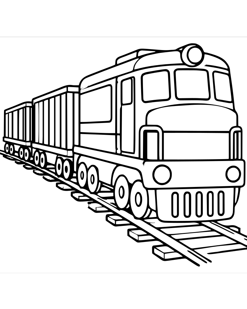 Printable freight train line art — Train coloring page