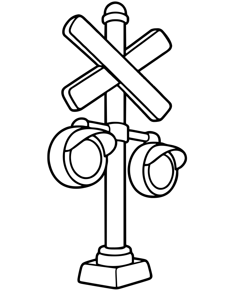 Railroad Crossing Sign picture to color — Train coloring page for kids