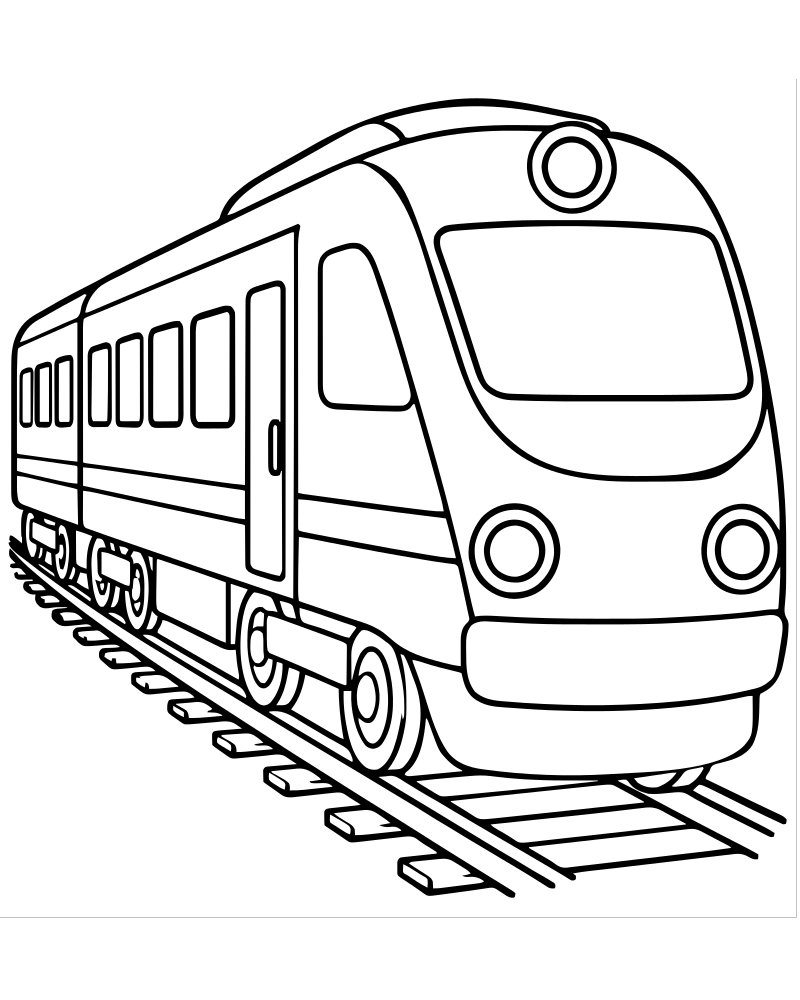 Printable train close-up line art — Train coloring page